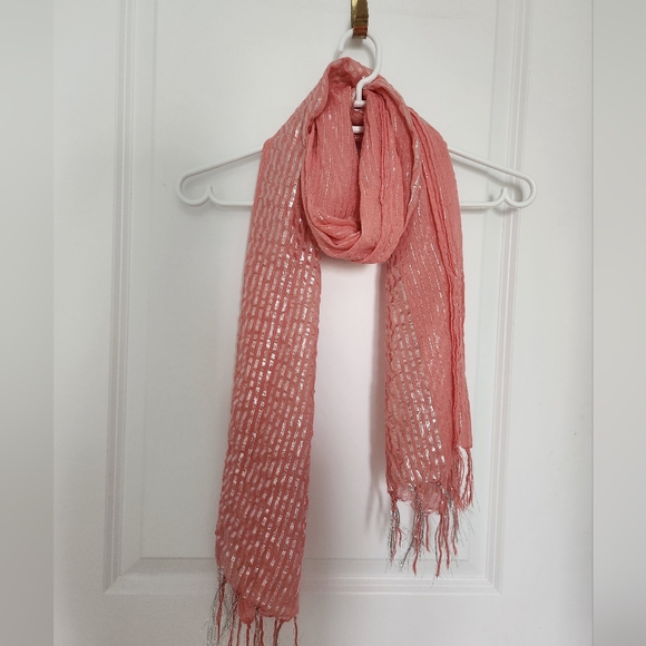 Bebe coral/metallic striped scarf - Picture 2 of 4